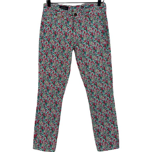 J.Crew Womens Toothpick Ankle Jeans Green Red Floral Pockets Denim 28 New - Picture 1 of 12